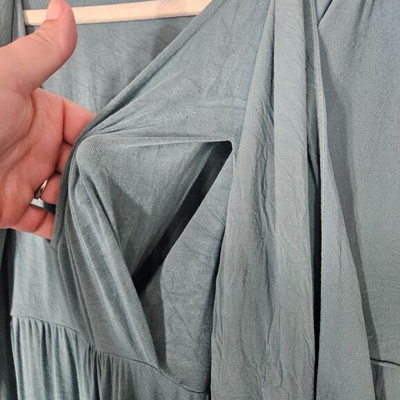 LUXE by Seraphine Maternity Nursing Dress Size 6 Green Gauze over Jersey - Picture 8 of 11